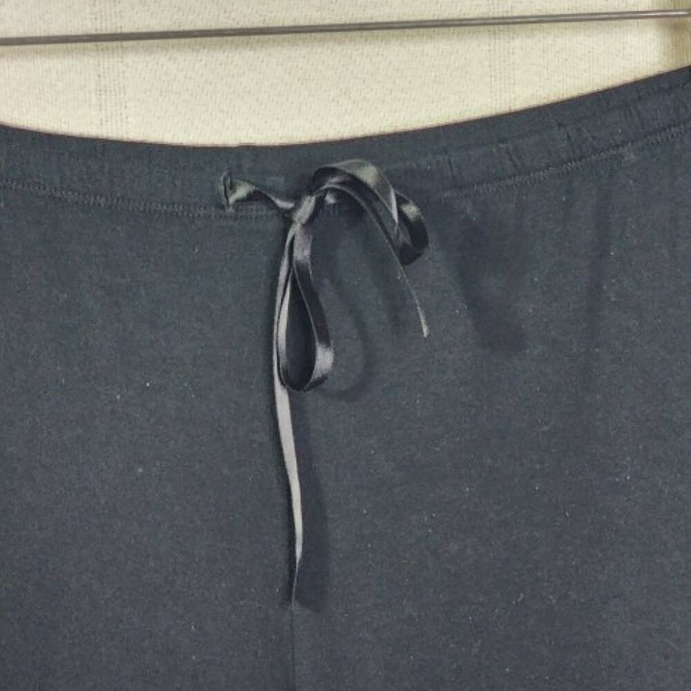 Adonna Black Modal Span Lace Hem Silk Adjustable Tie Waist Pajama Pants Size L - Picture 7 of 16